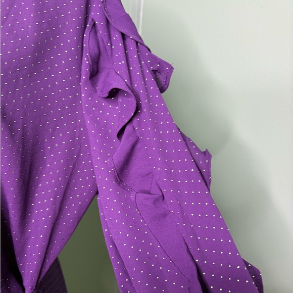 NWT New York & Company Purple Ruffle Sleeve Blouse large - Picture 8 of 12